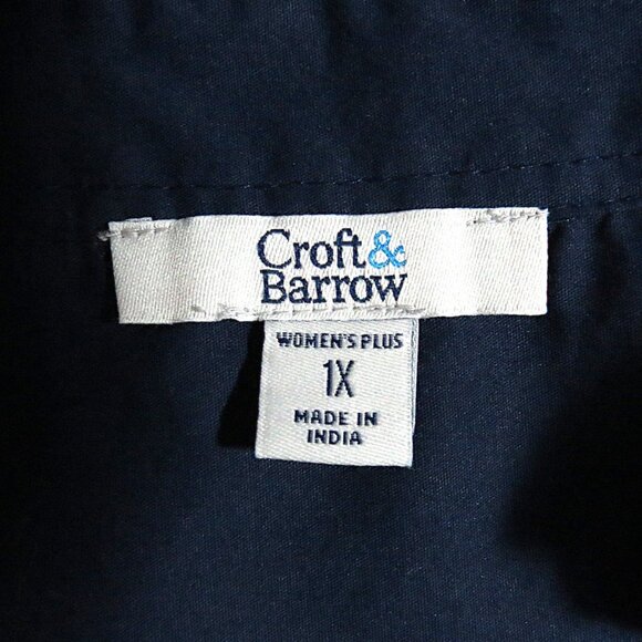 Croft & Barrow Navy Button-Front Roll-Tab Sleeve Shirt Size 1X - Picture 6 of 8